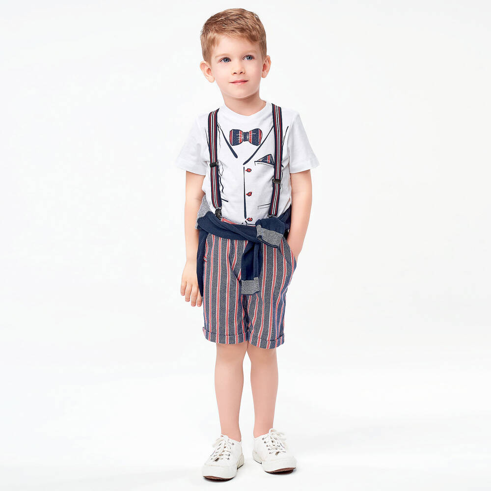 آي دو Junior-حمّالات إيلاسيتك ستريتش لون كحلي وأحمر للأولاد | Childrensalon Outlet