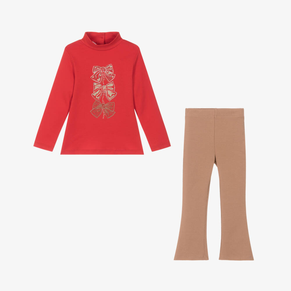 iDO-Red Bow Print Leggings Set | Childrensalon Outlet