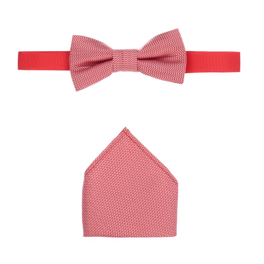 iDO Baby - ربطة عنق ومنديل جيب بولي لون أحمر للأولاد | Childrensalon