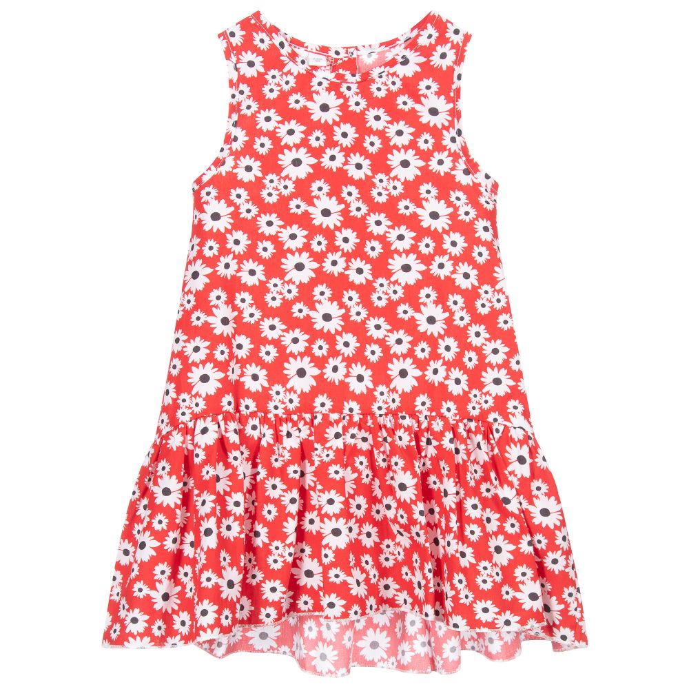 iDO Baby - Red Cotton Floral Dress | Childrensalon