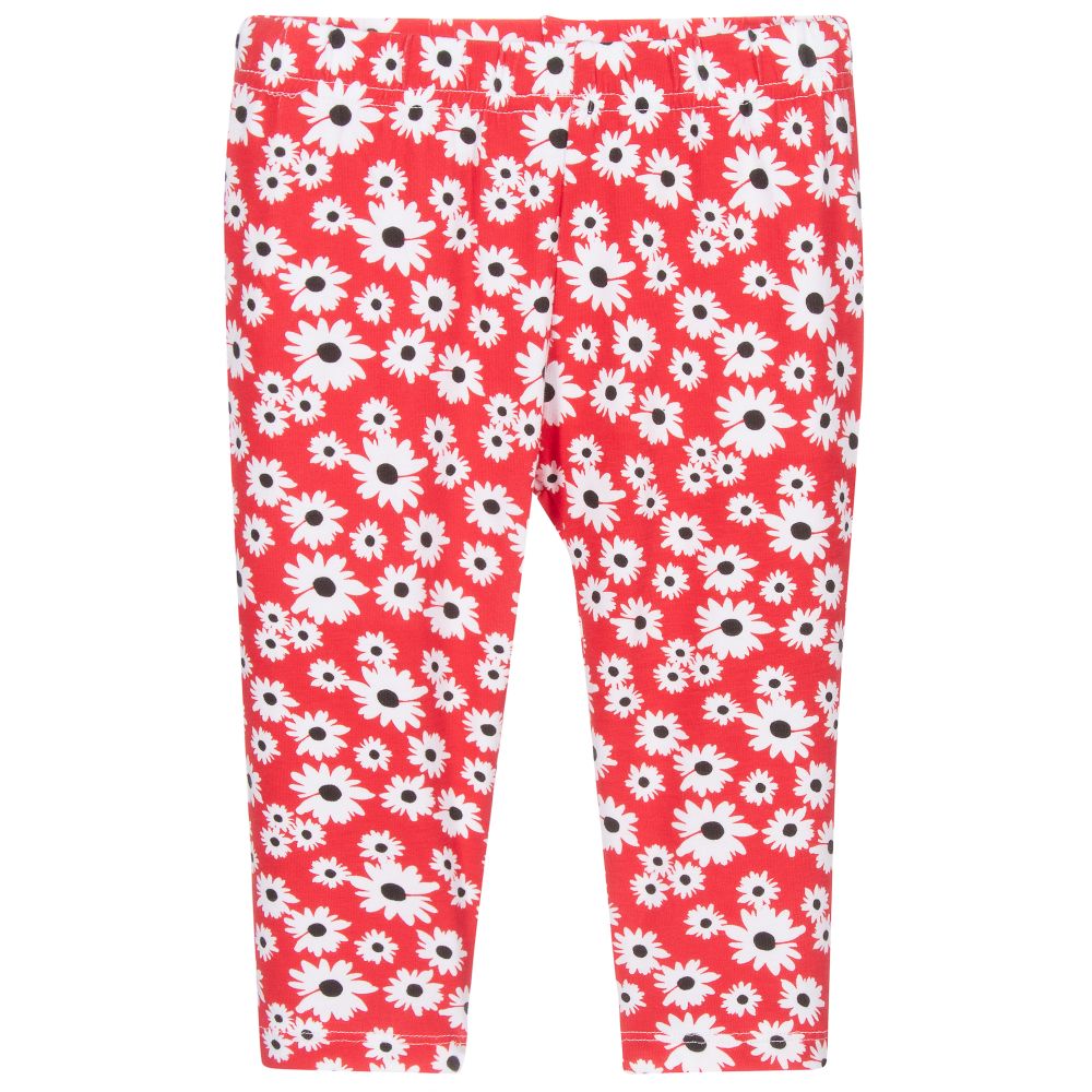 iDO Baby - Rote, geblümte Baumwoll-Leggings | Childrensalon