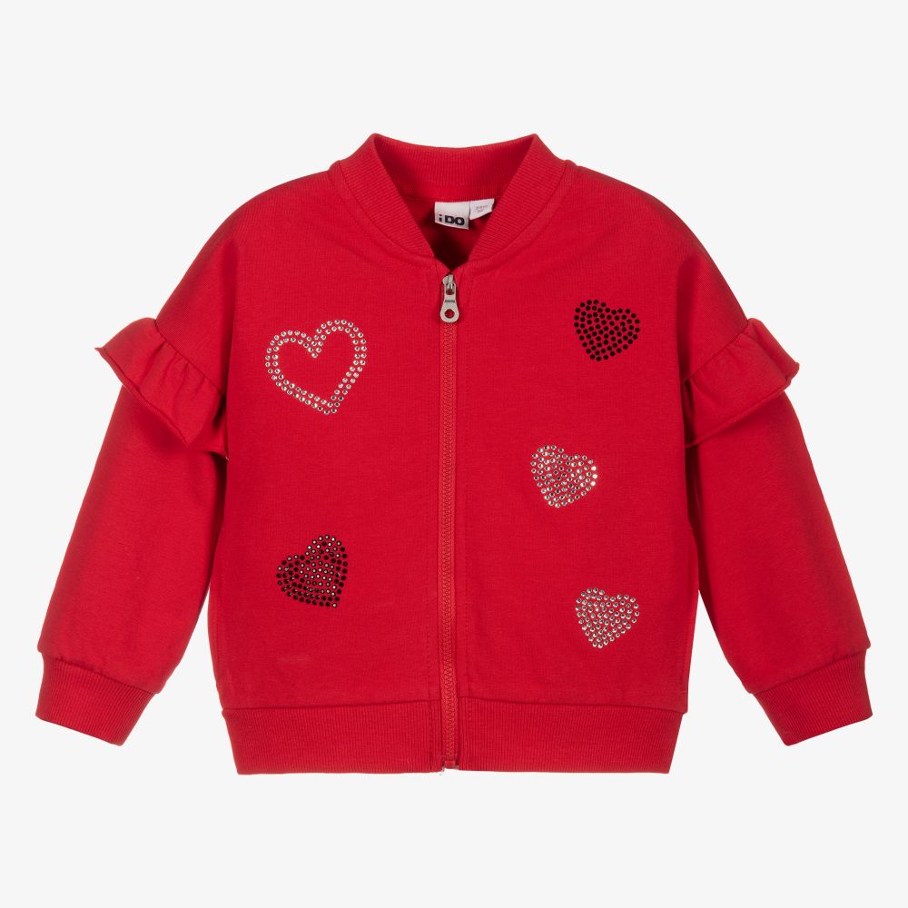 iDO Baby - Rotes Baumwolljersey-Reißverschlussoberteil | Childrensalon