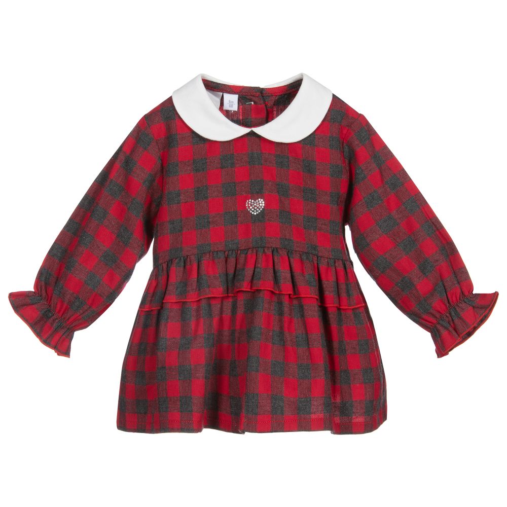 iDO Mini-Red & Grey Check Baby Blouse | Childrensalon Outlet