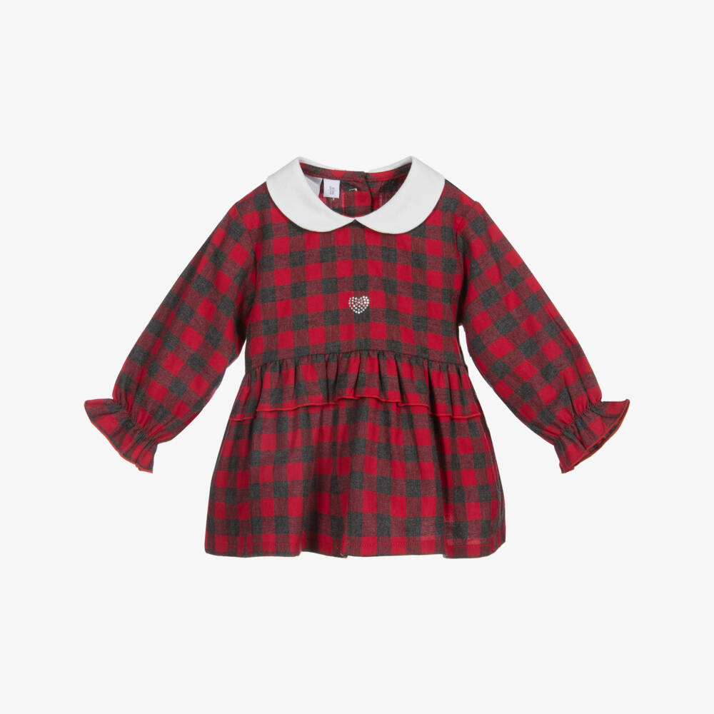 iDO Мини-Red & Grey Check Baby Blouse | Childrensalon Outlet