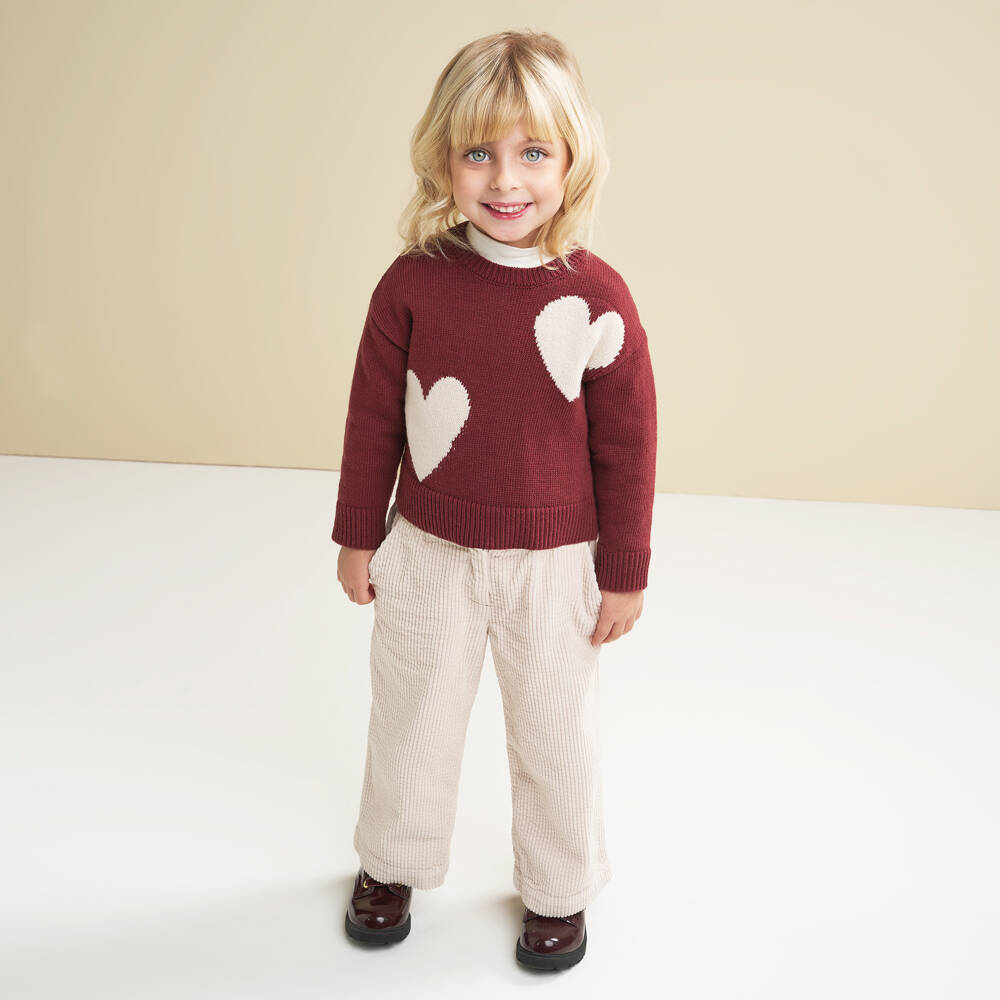 iDO-Red Heart Print Sweater | Childrensalon Outlet