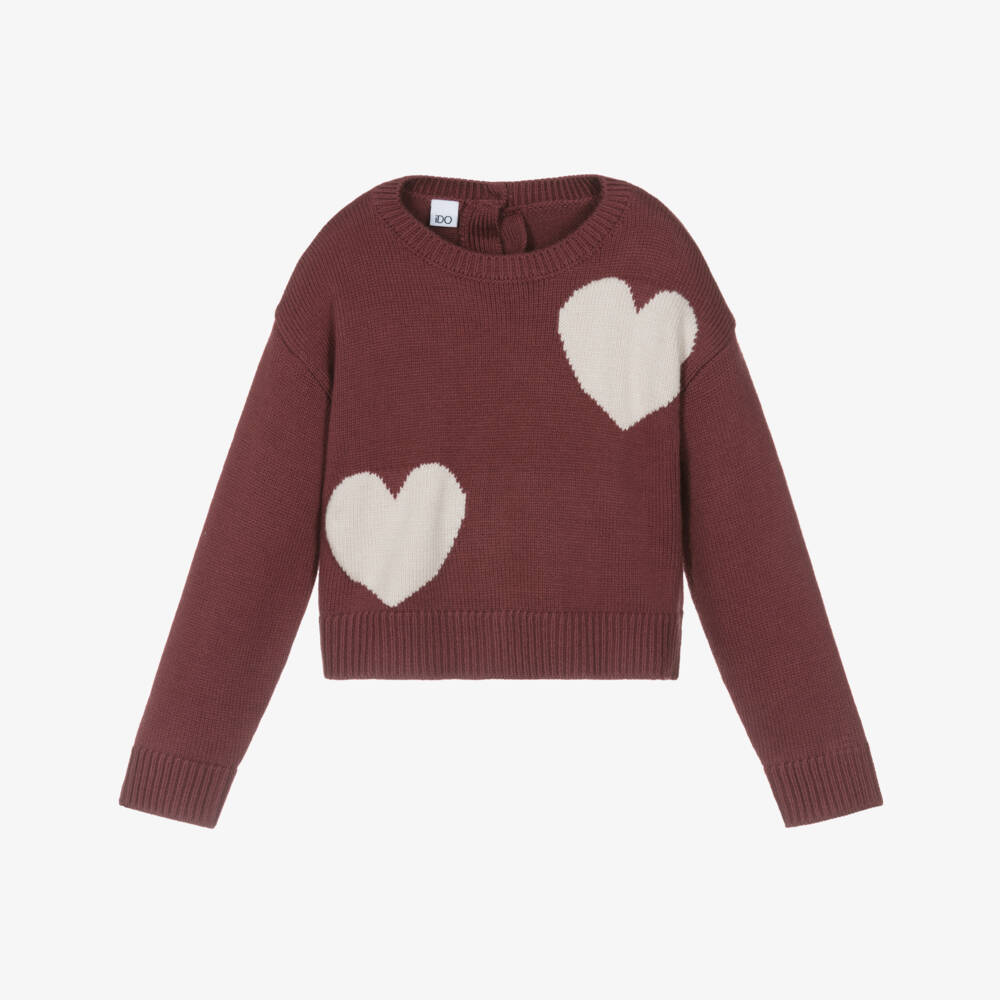 iDO-Red Heart Print Sweater | Childrensalon Outlet