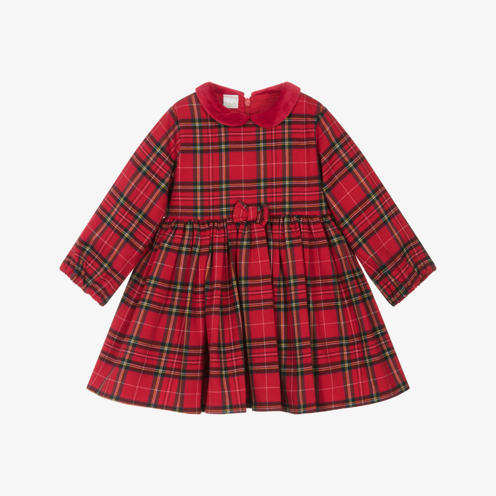 iDO-Red Tartan Cotton Dress | Childrensalon Outlet