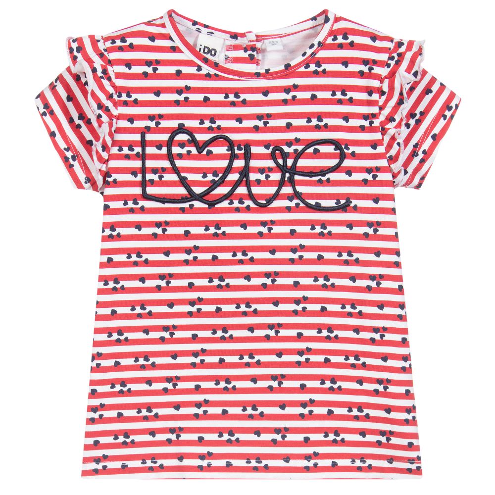 iDO Baby - Baumwoll-T-Shirt in Rot und Weiß | Childrensalon