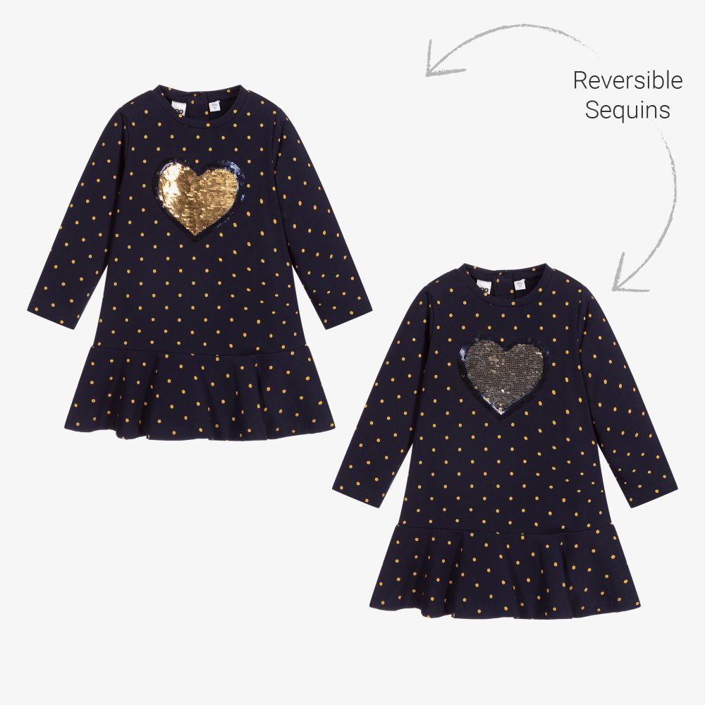iDO Baby-Reversible Sequin Cotton Dress | Childrensalon Outlet