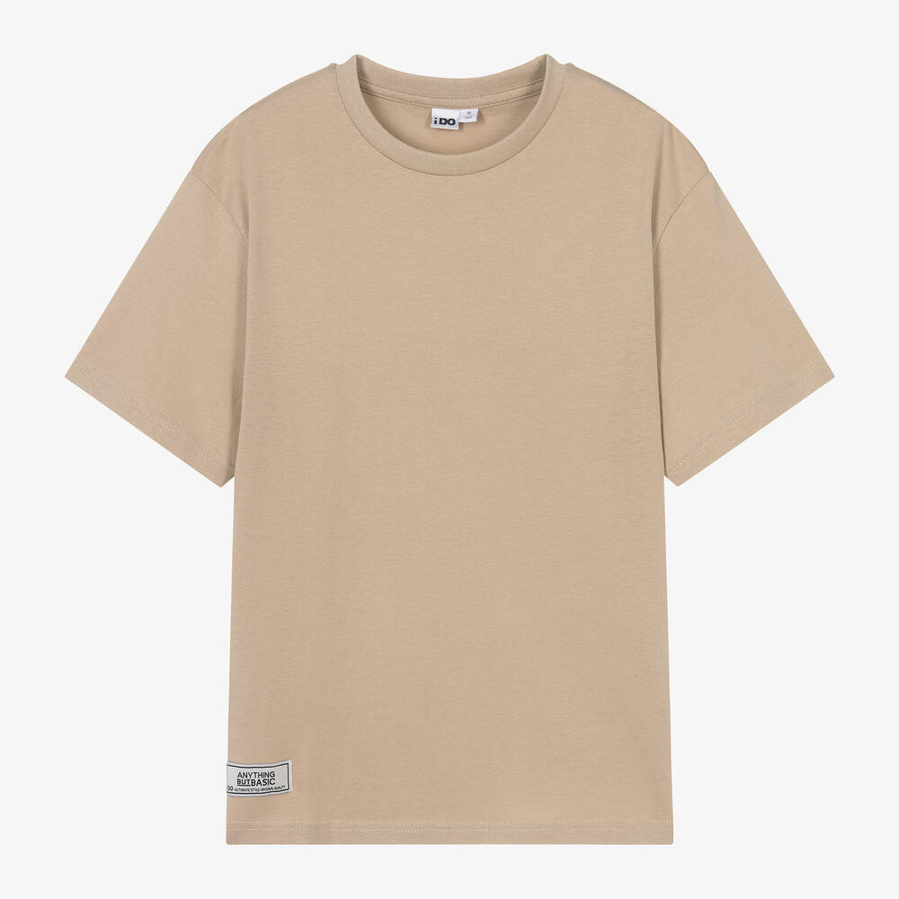 iDO Junior-Teen Boys Beige Cotton T-Shirt | Childrensalon Outlet