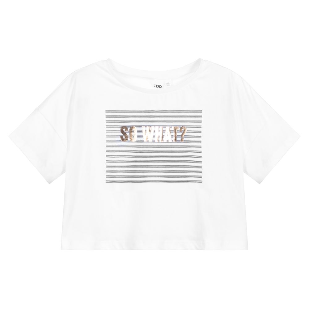iDO Junior-Teen Cropped White T-Shirt | Childrensalon Outlet