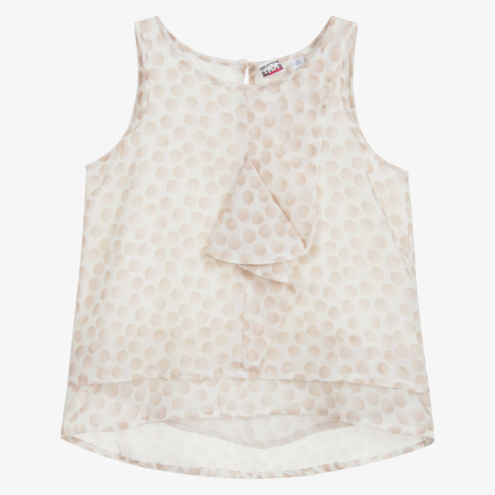 iDO Для младших-White & Beige Chiffon Top | Childrensalon Outlet