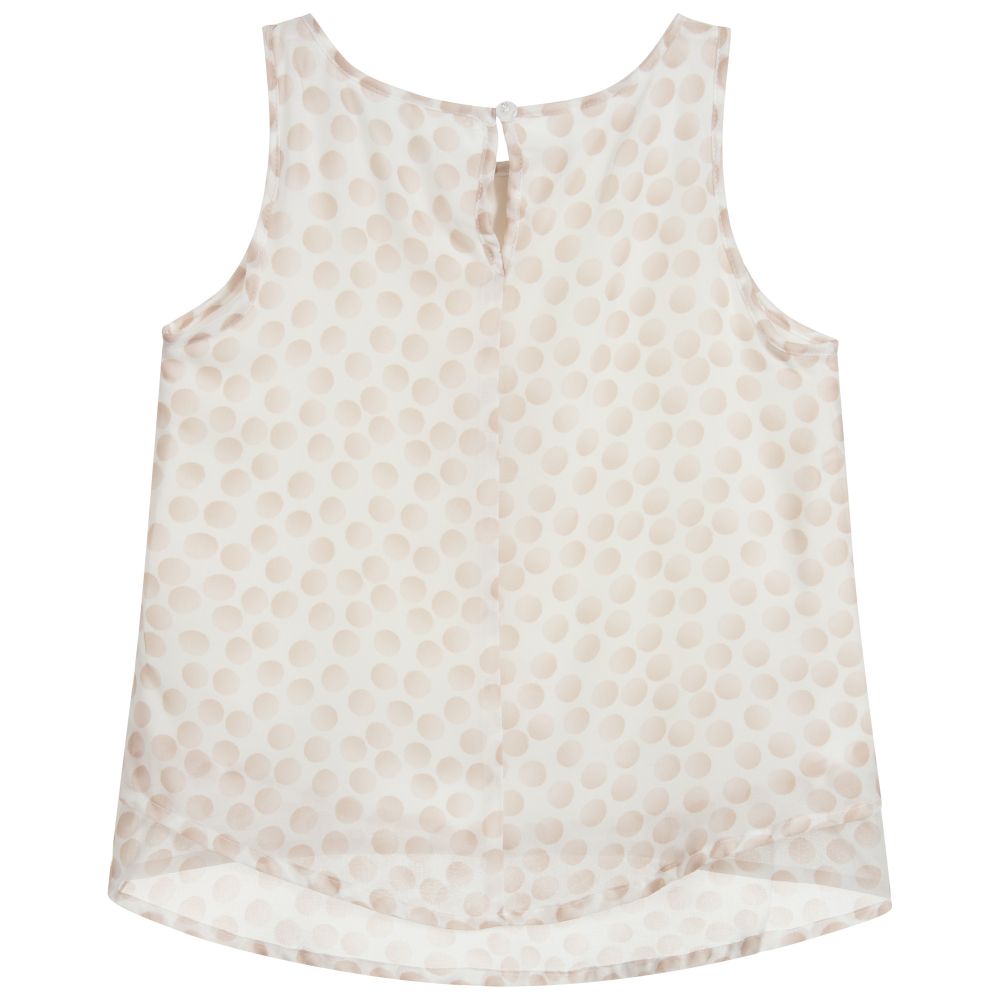 iDO Junior-White & Beige Chiffon Top | Childrensalon Outlet
