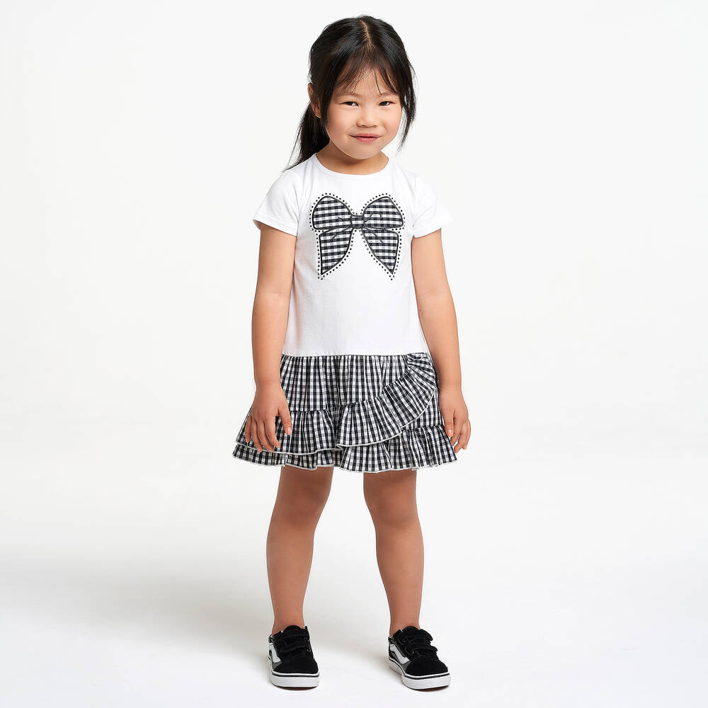 iDO Малыши-Бело-черное хлопковое платье | Childrensalon Outlet
