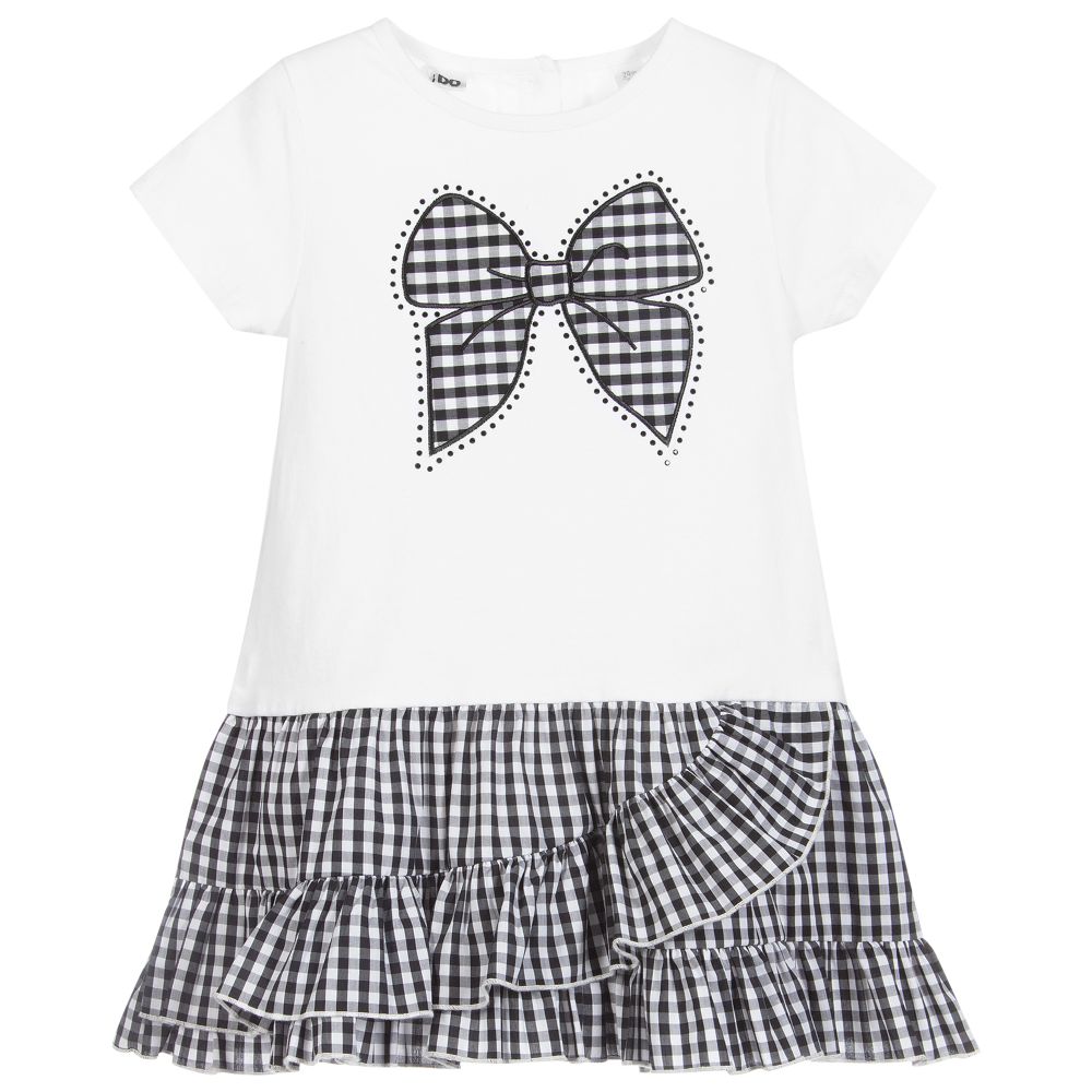 iDO Малыши-Бело-черное хлопковое платье | Childrensalon Outlet