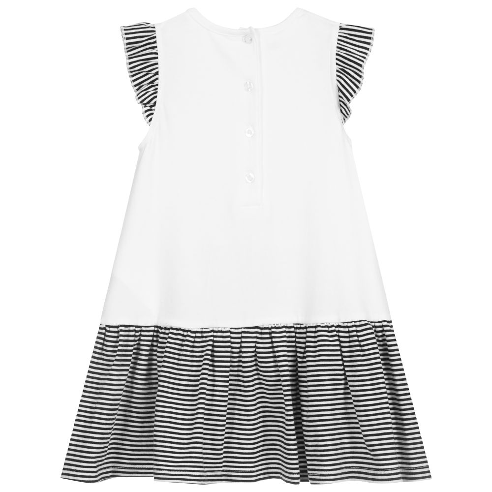iDO Baby-White & Black Cotton Dress | Childrensalon Outlet