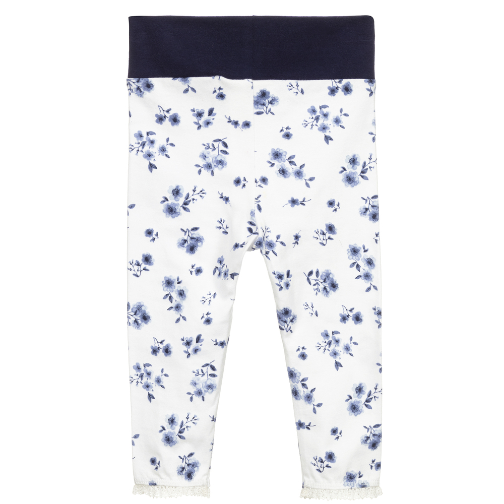 iDO Мини-White & Blue Cotton Leggings | Childrensalon Outlet