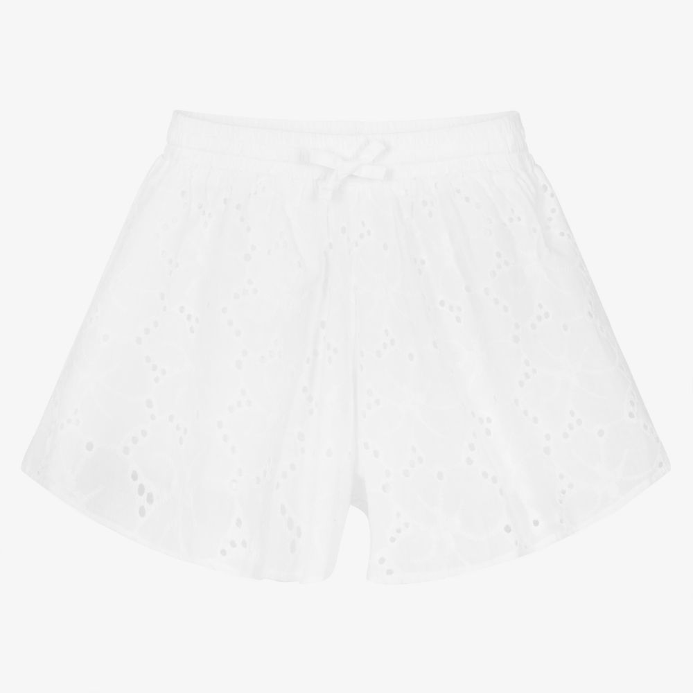 iDO Junior - Weiße Shorts mit Lochstickerei | Childrensalon