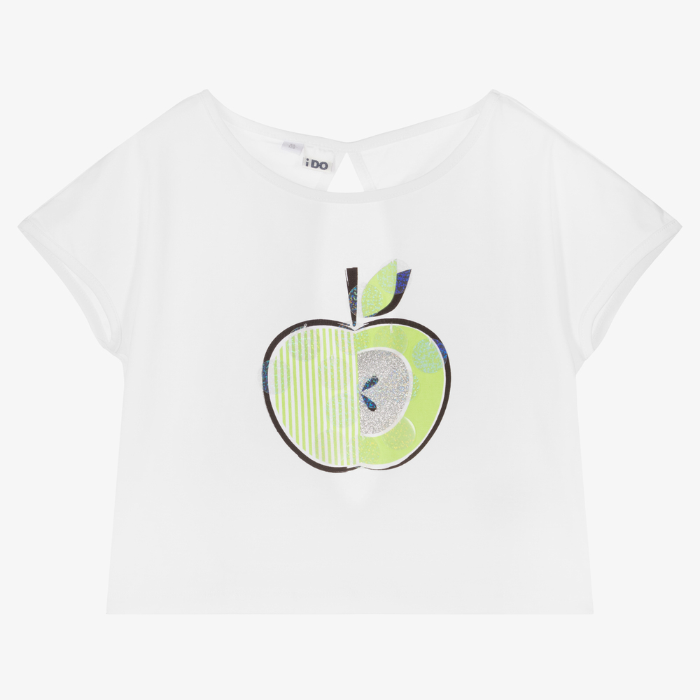 iDO Junior - White Cotton Apple T-Shirt | Childrensalon