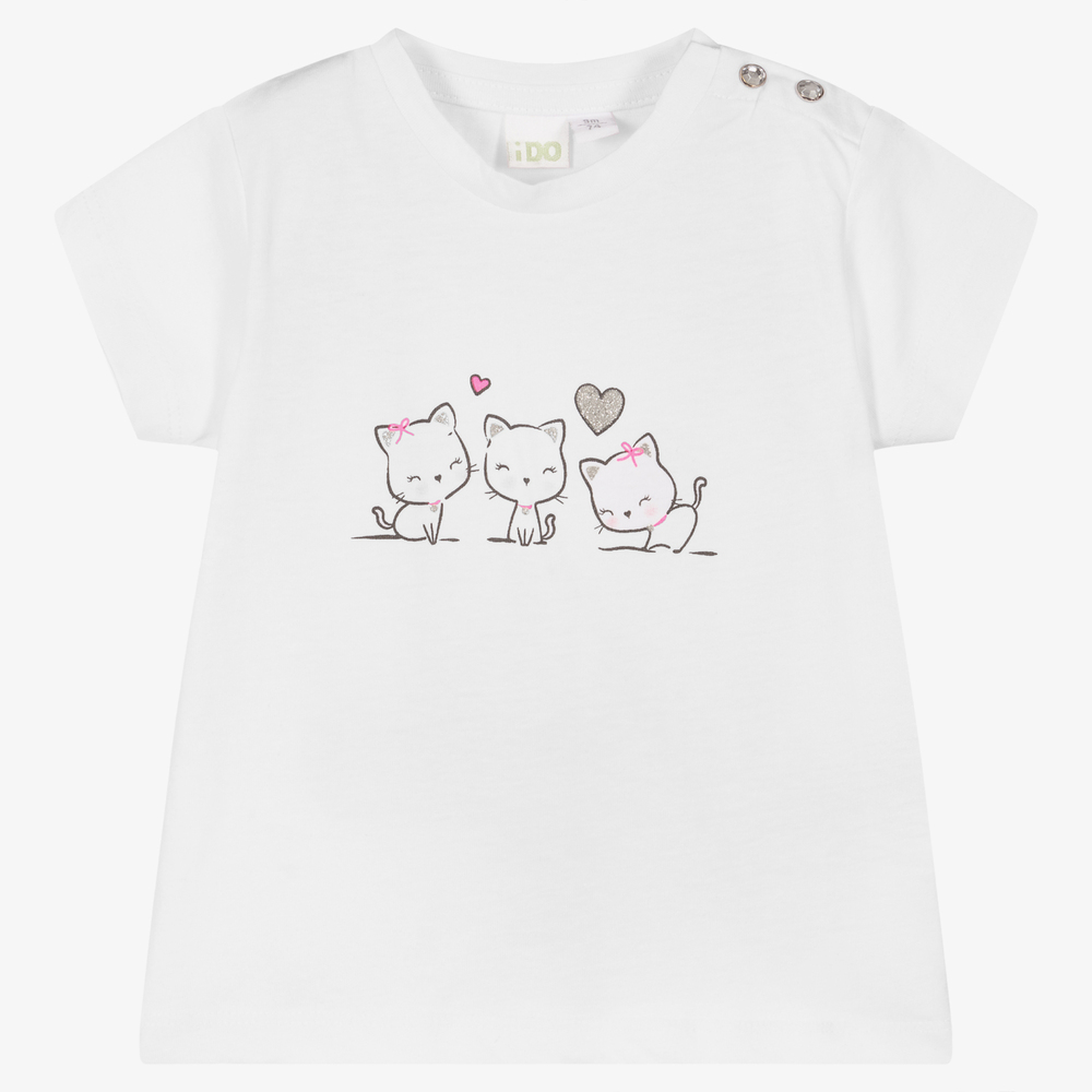 iDO Mini - White Cotton Baby T-Shirt | Childrensalon