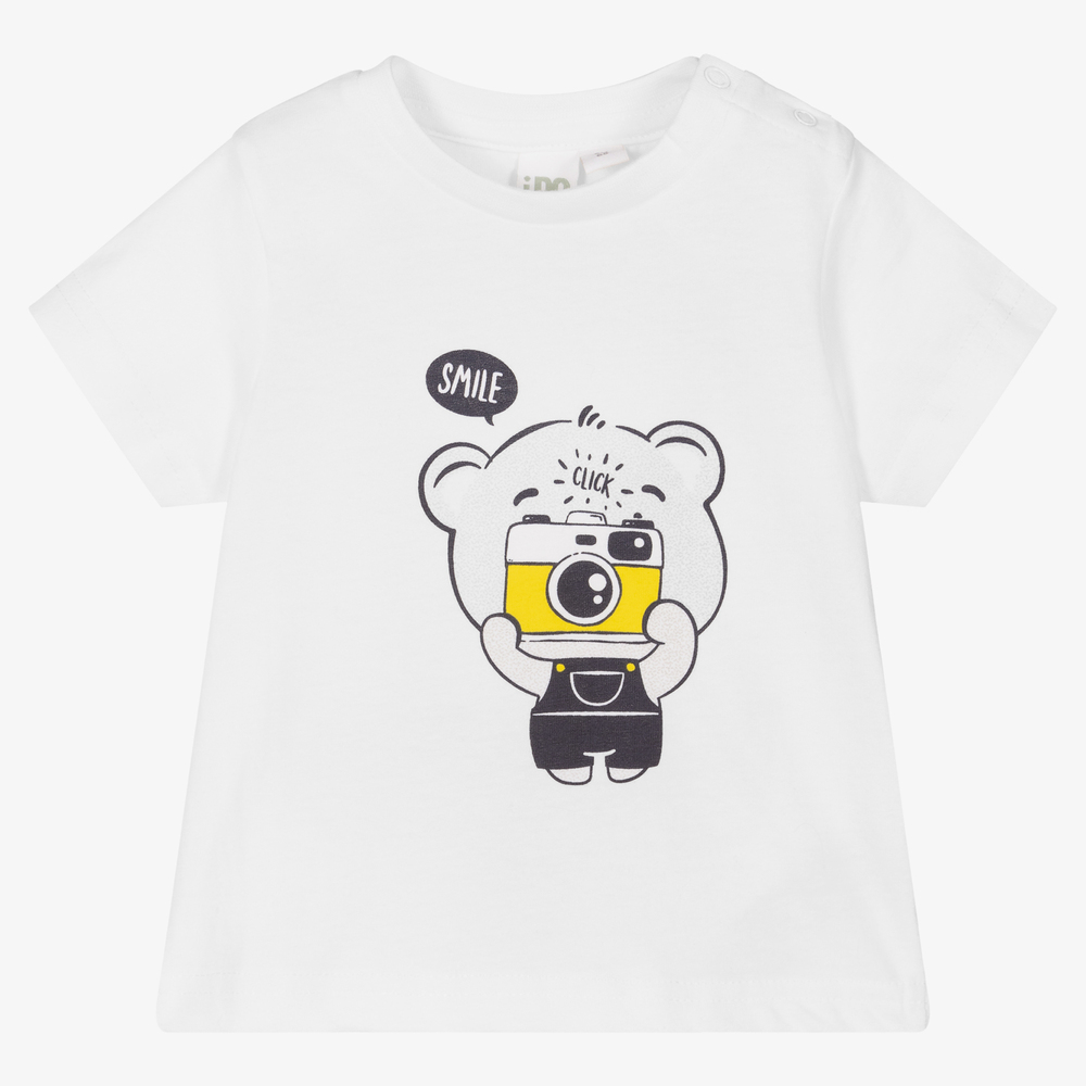 iDO Mini - White Cotton Baby T-Shirt | Childrensalon