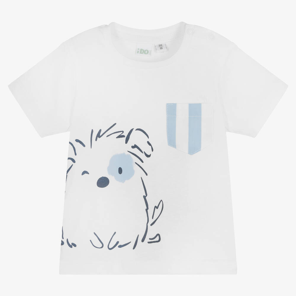 iDO Mini - T-shirt blanc en coton bébé | Childrensalon