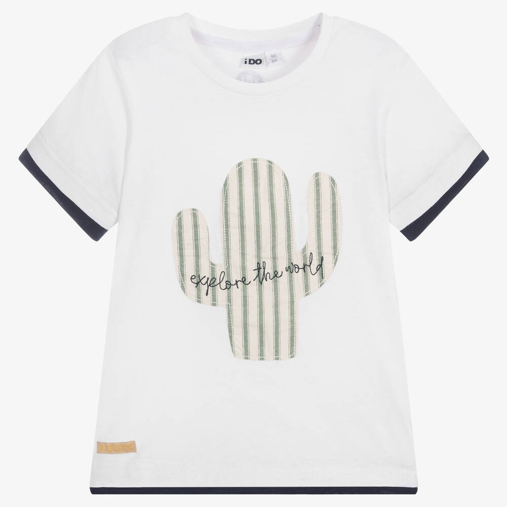 iDO Baby - T-shirt blanc en coton cactus | Childrensalon