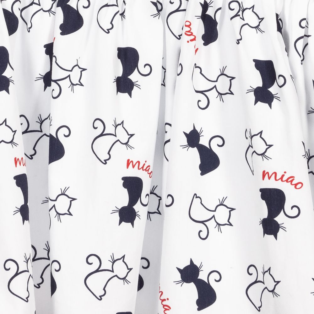 iDO Малыши-Белое хлопковое платье с котами | Childrensalon Outlet