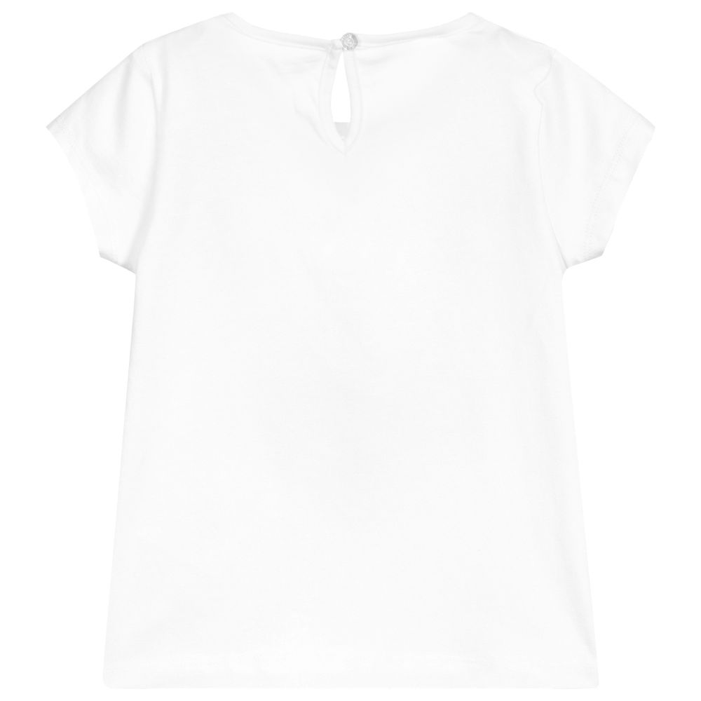 iDO Baby-White Cotton Flower T-Shirt | Childrensalon Outlet