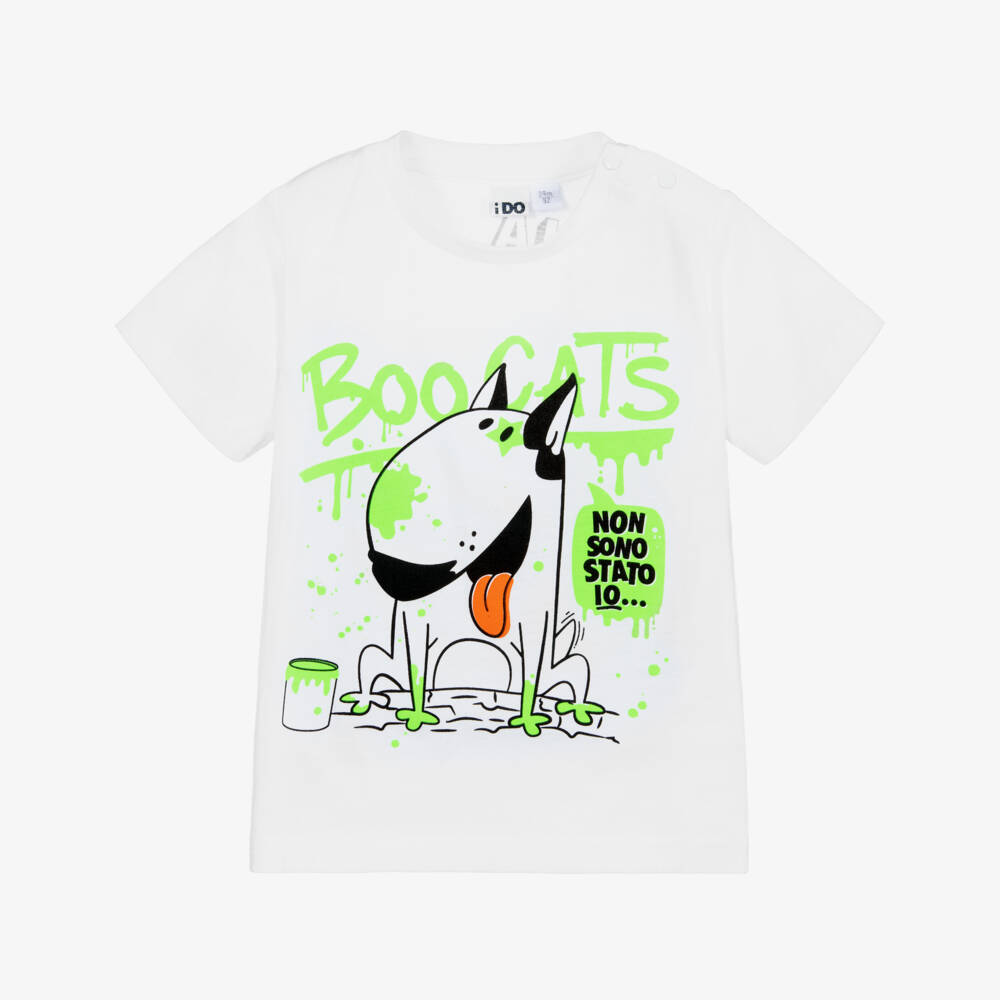 iDO Baby-White Cotton Jersey T-Shirt | Childrensalon Outlet