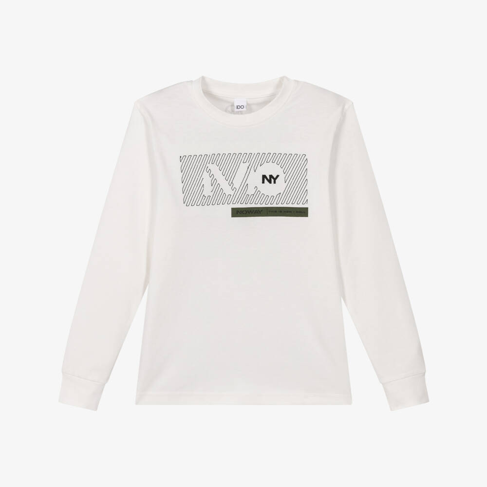iDO-White Graphic Ls T-shirt | Childrensalon Outlet