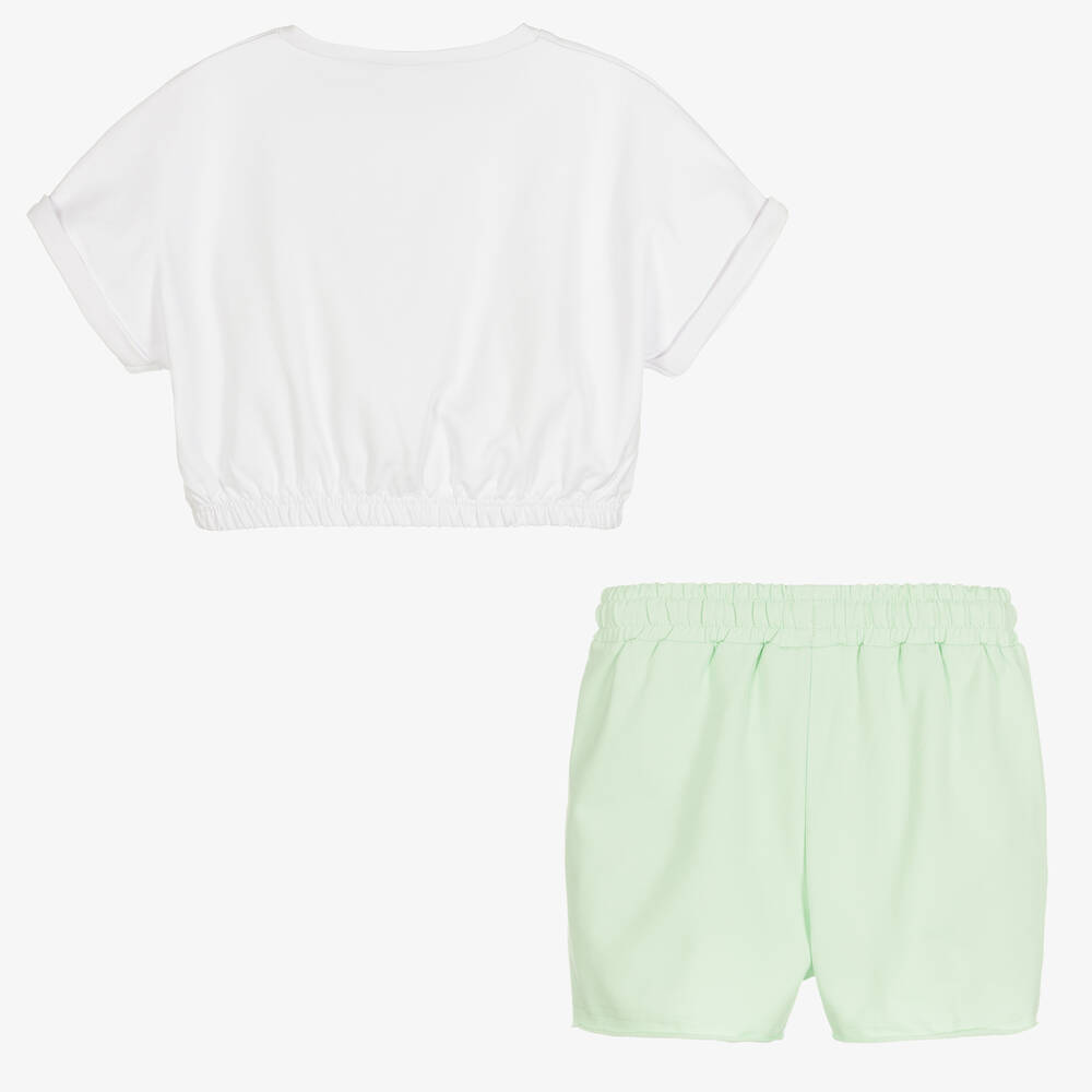 iDO Для младших-Белый топ и мятно-зеленые шорты из хлопка | Childrensalon Outlet