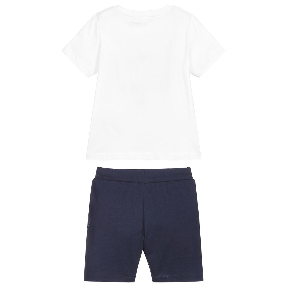 iDO Baby-طقم شورت وتيشيرت قطن جيرسي لون أبيض وكحلي | Childrensalon Outlet