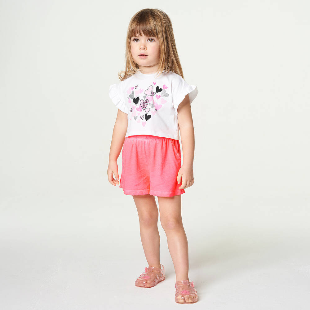 iDO Малыши-Белый топ и неоново-розовые шорты | Childrensalon Outlet