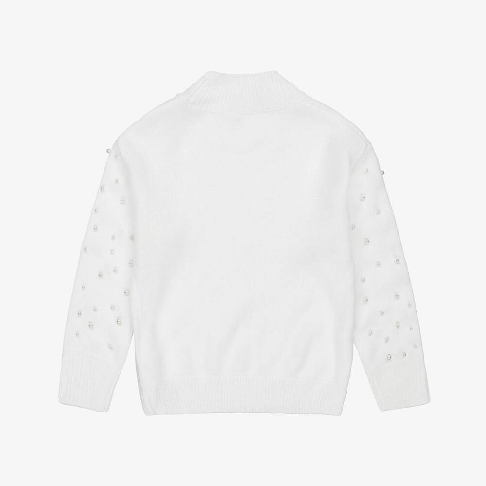 iDO-White Pearl Arm Detail Sweater | Childrensalon Outlet