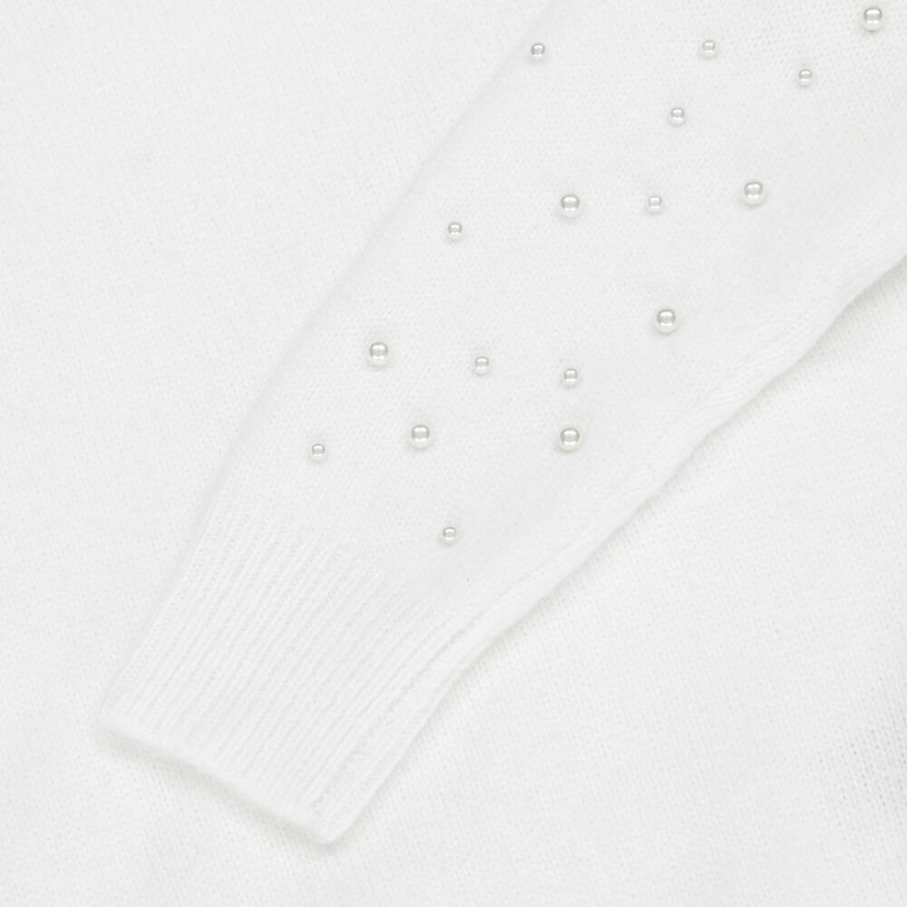 iDO-White Pearl Arm Detail Sweater | Childrensalon Outlet
