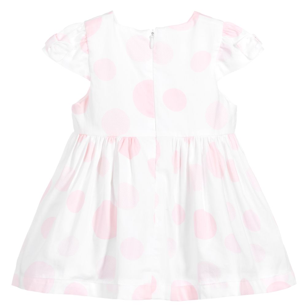 iDO Mini-White & Pink Cotton Dress | Childrensalon Outlet