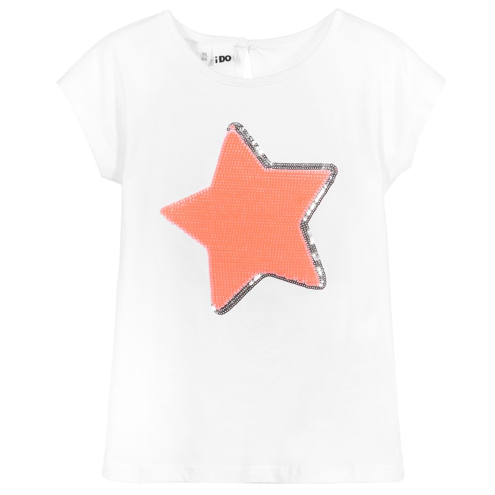 iDO Baby - Бело-розовая хлопковая футболка | Childrensalon