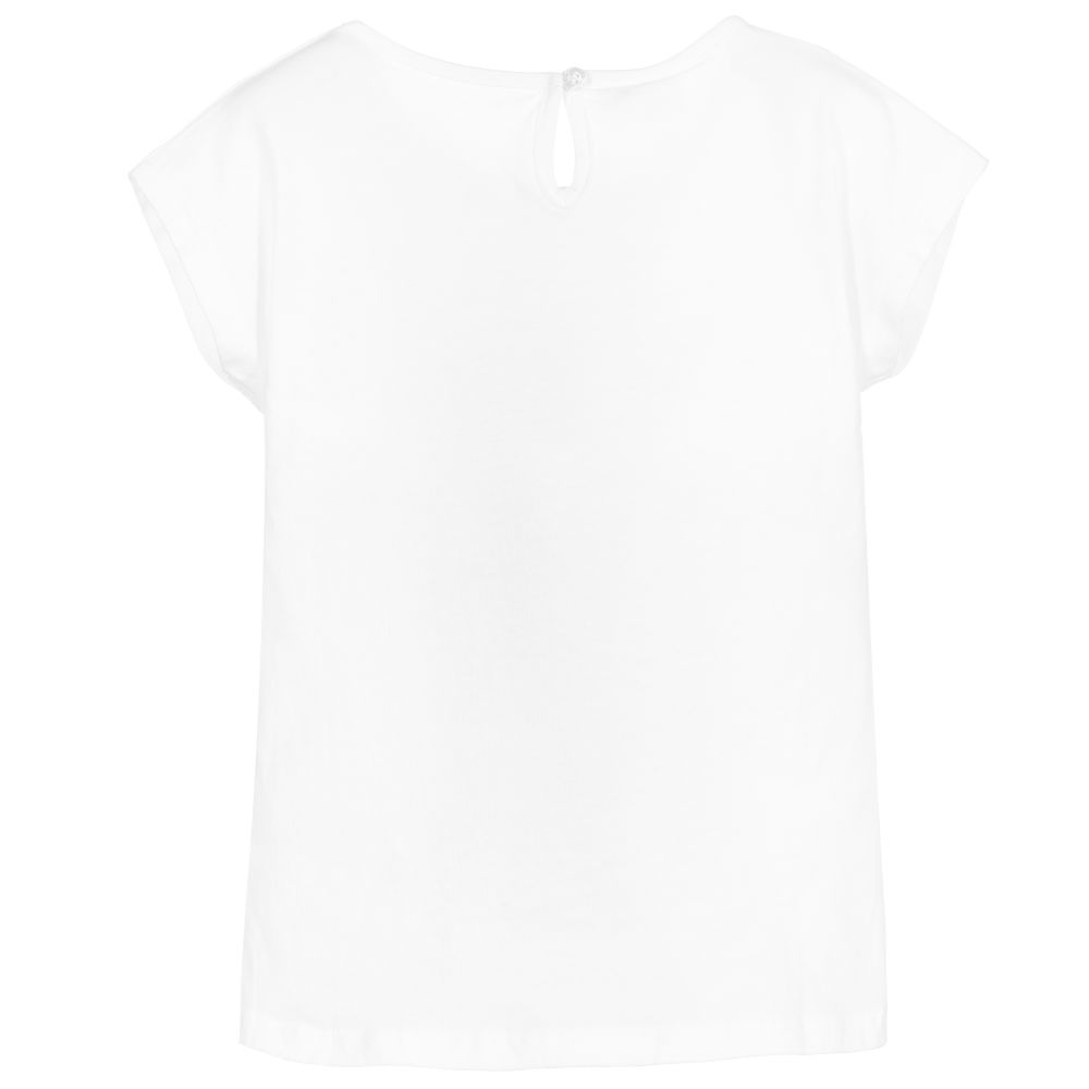 iDO Малыши-Бело-розовая хлопковая футболка | Childrensalon Outlet