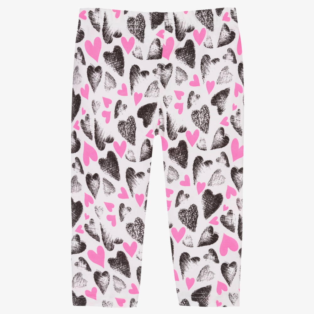 iDO Baby-ليغنغز قطن جيرسي لون أبيض وزهري للبنات | Childrensalon Outlet