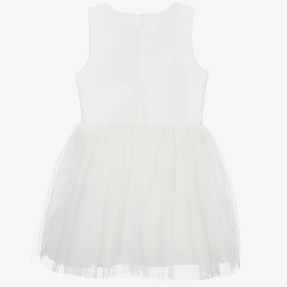 iDO Baby-White Satin & Tulle Dress | Childrensalon Outlet