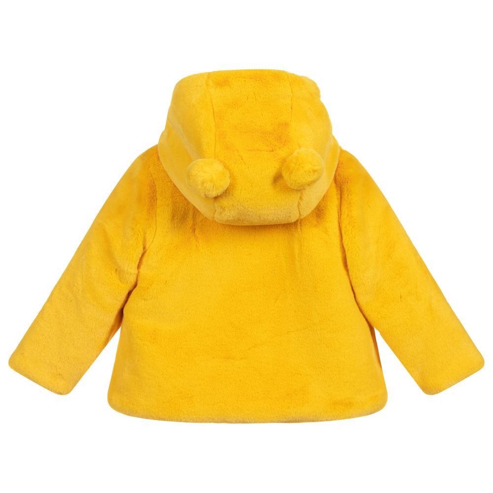 آي دو Mini-Yellow Faux Fur Baby Coat | Childrensalon Outlet