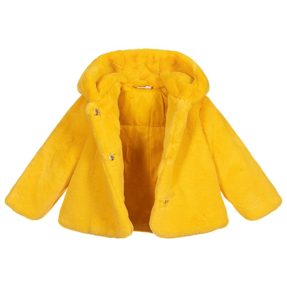 iDO Mini Yellow Faux Fur Baby Coat