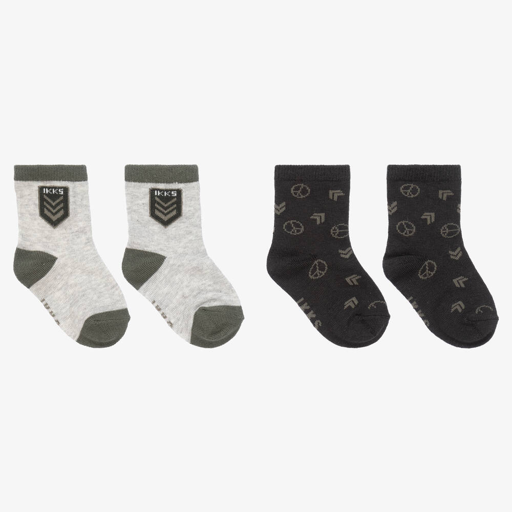 IKKS - Baby Boys Grey Cotton Socks (2 Pack) | Childrensalon