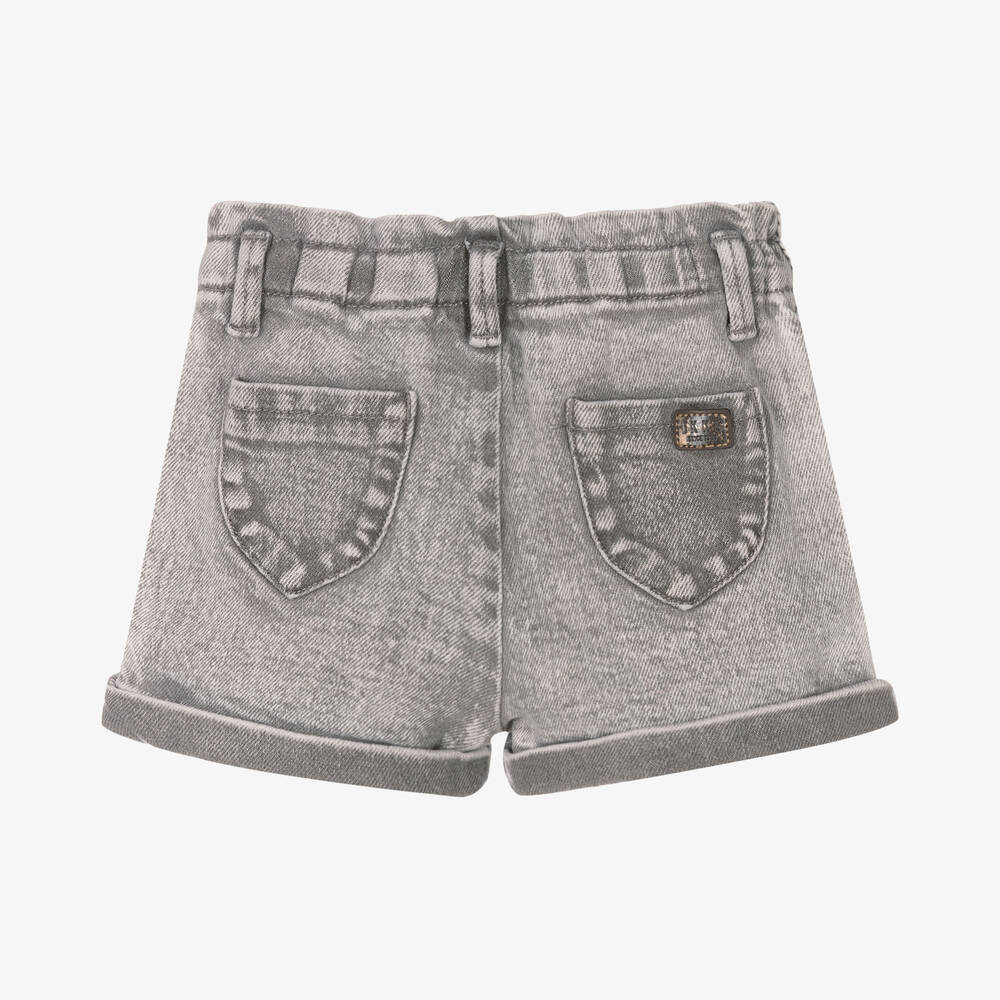 آي كيه كيه إس-Baby Girls Grey Denim Shorts | Childrensalon Outlet