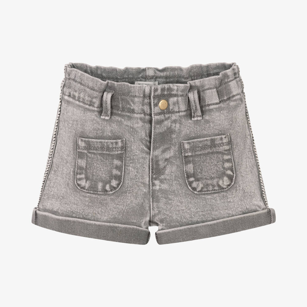 IKKS - Baby Girls Grey Denim Shorts | Childrensalon
