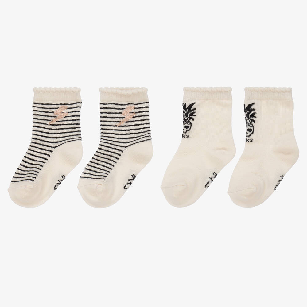 IKKS-Baby Girls Ivory Cotton Socks (2 Pack) | Childrensalon Outlet