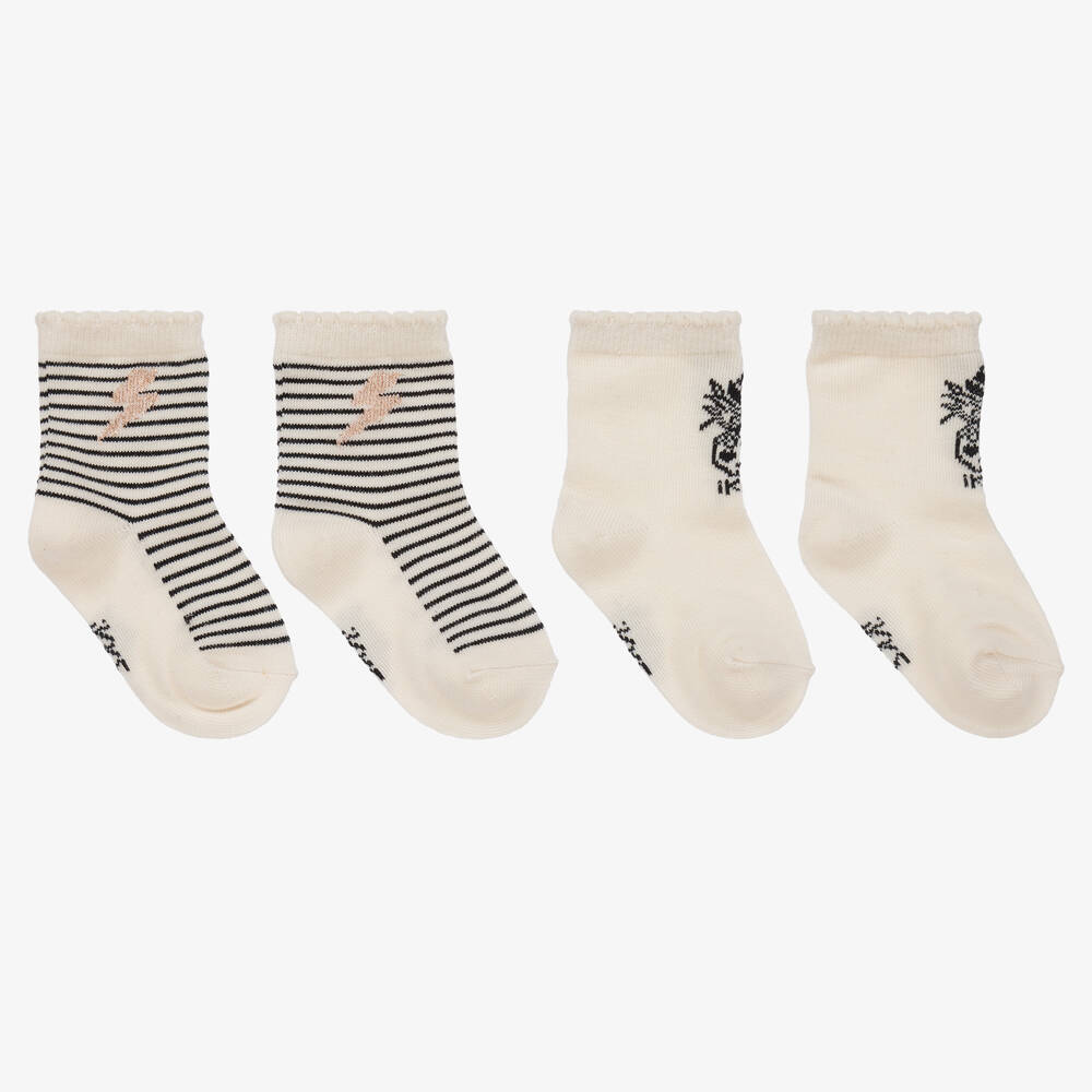IKKS - Baby Girls Ivory Cotton Socks (2 Pack) | Childrensalon