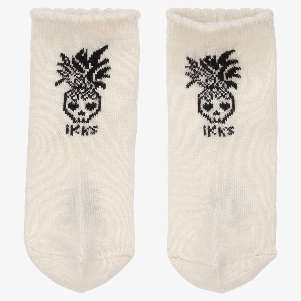IKKS-Baby Girls Ivory Cotton Socks (2 Pack) | Childrensalon Outlet