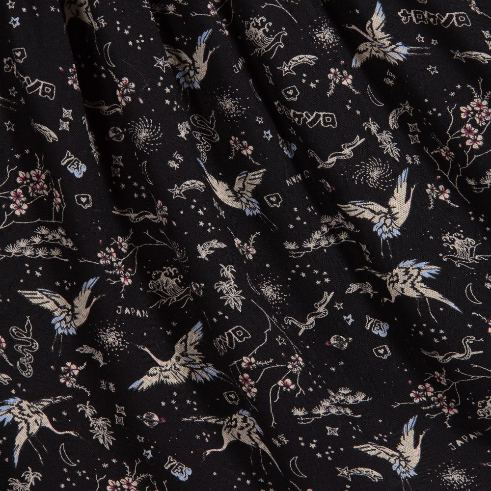 IKKS-Black Crane Print Skirt | Childrensalon Outlet
